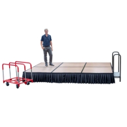 TotalPackage™ 8'x12' Dual-Height Hardboard Stage Kit TPDH812HB 8x12, 12x8, folding stage, cart, storage, portable stage kit, adjustable height, total package, transfix