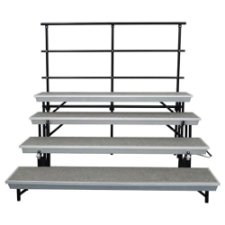 National Public Seating TransPort 4-Level Straight Choral Riser and Guard Rail Bundle TP72BUN4 standing risers, band risers, school risers, straight risers, transport risers, trans port risers, choir stage risers