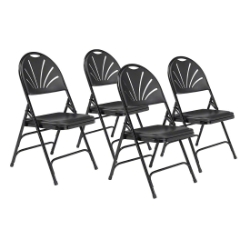 National Public Seating 1110 Deluxe Fan Back Folding Chair, Black (4-pack) NPS-1110 folding chairs, 1100 series, plastic chairs, lightweight, polyfold