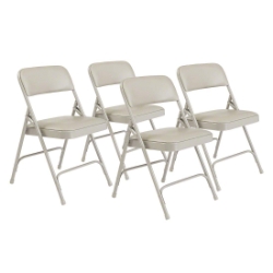 National Public Seating 1202 Vinyl Premium Folding Chair, Grey (4-pack) NPS-1202 folding chairs, 1200 series, padded chairs, upholstered folding chair, 500 lb weight capacity chair, 500 pound weight capacity folding chair