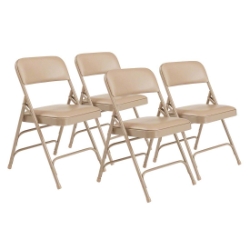 National Public Seating 1301 Premium Vinyl Upholstered Folding Chair, French Beige (4-pack) NPS-1301 folding chairs, 1300 series, padded chairs, upholstered folding chair, vinyl folding chair, 500 lb weight capacity chair, 500 pound weight capacity folding chair