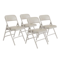 National Public Seating 1302 Vinyl Upholstered Premium Folding Chair, Warm Grey (4-pack) NPS-1302 folding chairs, 1300 series, padded chairs, upholstered folding chair, vinyl folding chair