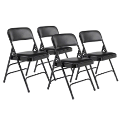 National Public Seating 1310 Vinyl Upholstered Premium Folding Chair, Caviar Black (4-pack) NPS-1310 folding chairs, 1300 series, padded chairs, upholstered folding chair, vinyl folding chair