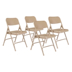 National Public Seating 201 Premium All-Steel Double-Hinge Folding Chair, Beige (4-pack) NPS-201 folding chairs, 200 series, nps, tan