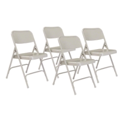 National Public Seating 202 Premium All-Steel Double-Hinge Folding Chair, Grey (4-pack) NPS-202 folding chairs, 200 series, nps, gray