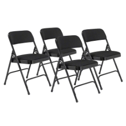 National Public Seating 2210 Fabric Premium Folding Chair, Midnight Black (4-pack) NPS-2210 folding chairs, 2200 series, padded chairs, upholstered folding chair