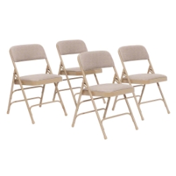 National Public Seating 2301 Fabric Premium Triple Brace Folding Chair, Cafe Beige (4-pack) NPS-2301 folding chairs, 2300 series, padded chairs, upholstered folding chair