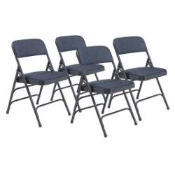 National Public Seating 2304 Fabric Premium Triple Brace Folding Chair, Imperial Blue (4-pack) NPS-2304 folding chairs, 2300 series, padded chairs, upholstered folding chair