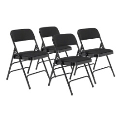 National Public Seating 2310 Fabric Premium Triple Brace Folding Chair, Midnight Black (4-pack) NPS-2310 folding chairs, 2300 series, padded chairs, upholstered folding chair, black folding chair