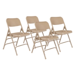 National Public Seating 301 Deluxe All-Steel Triple Brace Folding Chair, Beige (4-pack) NPS-301 folding chairs, 300 series, nps, tan