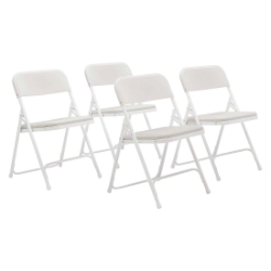 National Public Seating 821 Premium Lightweight Plastic Folding Chair, Bright White (4-pack) NPS-821 folding chairs, plastic chairs, lightweight, 821