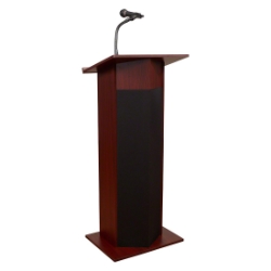 Oklahoma Sound 111PLS Power Plus Sound Lectern, Mahogany OS-111PLS-MY lectern, wired podium, wired lectern, podium with microphone, rechargeable battery, teaching lectern, speech lectern