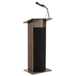 Oklahoma Sound 111PLS Power Plus Sound Lectern, Ribbonwood OS-111PLS-RW lectern, wired podium, wired lectern, podium with microphone, rechargeable battery, teaching lectern, speech lectern