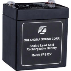 Oklahoma Sound PS12V Power Sonic 12-Volt 5-Amp Rechargeable Battery OS-PS12V wired microphone, standard mics, wired lapel microphone, lectern microphone, unidirectional microphone, tie clip microphone, rechargeable battery, lectern battery, power amp battery, 12 volt battery