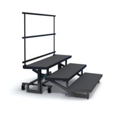 Staging 101 3-Tier Wedge Folding Choral Riser with Guard Rail SF3WCCGR-SF3WCIGR choral risers, chorus risers, choir risers, standing risers, school risers, trans-port choral riser
