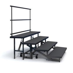 Staging 101 4-Tier Wedge Folding Choral Riser with Guard Rail SF4WCCGR-SF4WCIGR choral risers, chorus risers, choir risers, standing risers, school risers, trans-port choral riser