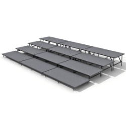 Staging 101 4-Tier Straight Seated Riser System - 24' Long (fits 48 Chairs) SSS-4SR choral risers, chorus risers, choir risers, standing risers, seated risers, band risers, school risers, choir stage risers