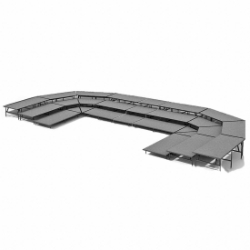 Staging 101 3-Tier Seated Riser System - 43' Long (fits 78 Chairs) SWWSHSWWS-3SR choral risers, chorus risers, choir risers, standing risers, seated risers, band risers, school risers, choir stage risers, 3 level riser