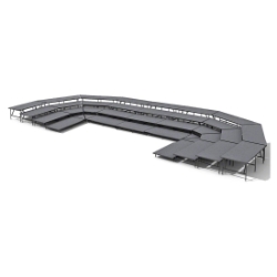 Staging 101 4-Tier Seated Riser System - 54' Long (fits 124 Chairs) SWWSSSWWS-4SR choral risers, chorus risers, choir risers, standing risers, seated risers, band risers, school risers, choir stage risers, 3 level riser