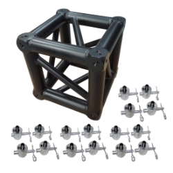 ProX F34 Square Truss 6-Way Matte Black Junction Block with 16 Half Conical Couplers PRX-XT-JB6W-4W-BLK ST-UJB-12, ST-UJB-12, AL34BOX, XT-JB6W-4W, global truss, euro truss, eurotruss, dura truss, duratruss